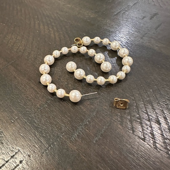 Elegant Pearl Hoop Earrings 2 inch - Picture 5 of 5